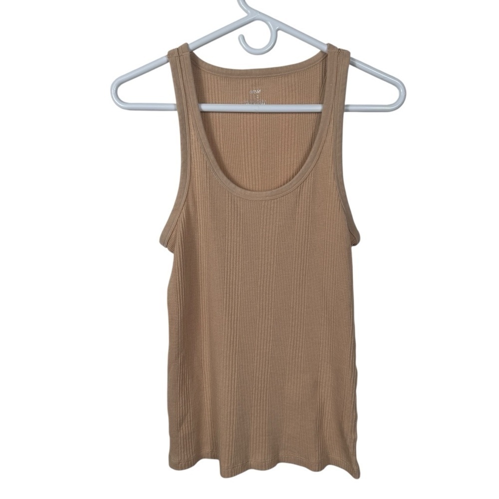 Aerie Tan Ribbed Scoop Neck Tank, Size L